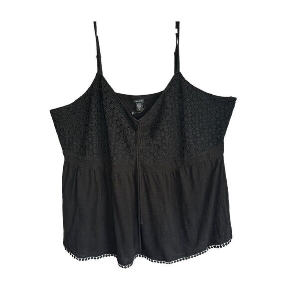 Torrid crocheted black babydoll tank size 5 - Picture 1 of 7